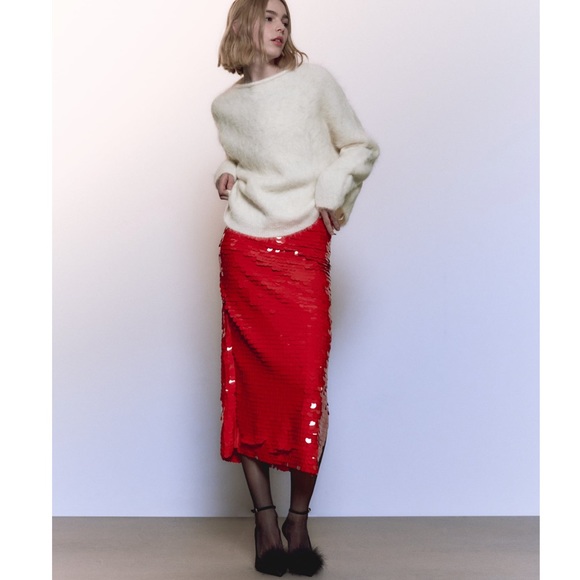 Zara FEATHER TRIM LEATHER HEELS - Picture 8 of 8